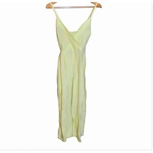 Zara Womens Yellow Back Zip Linen Blend Sleeveless Jumpsuit Size XS